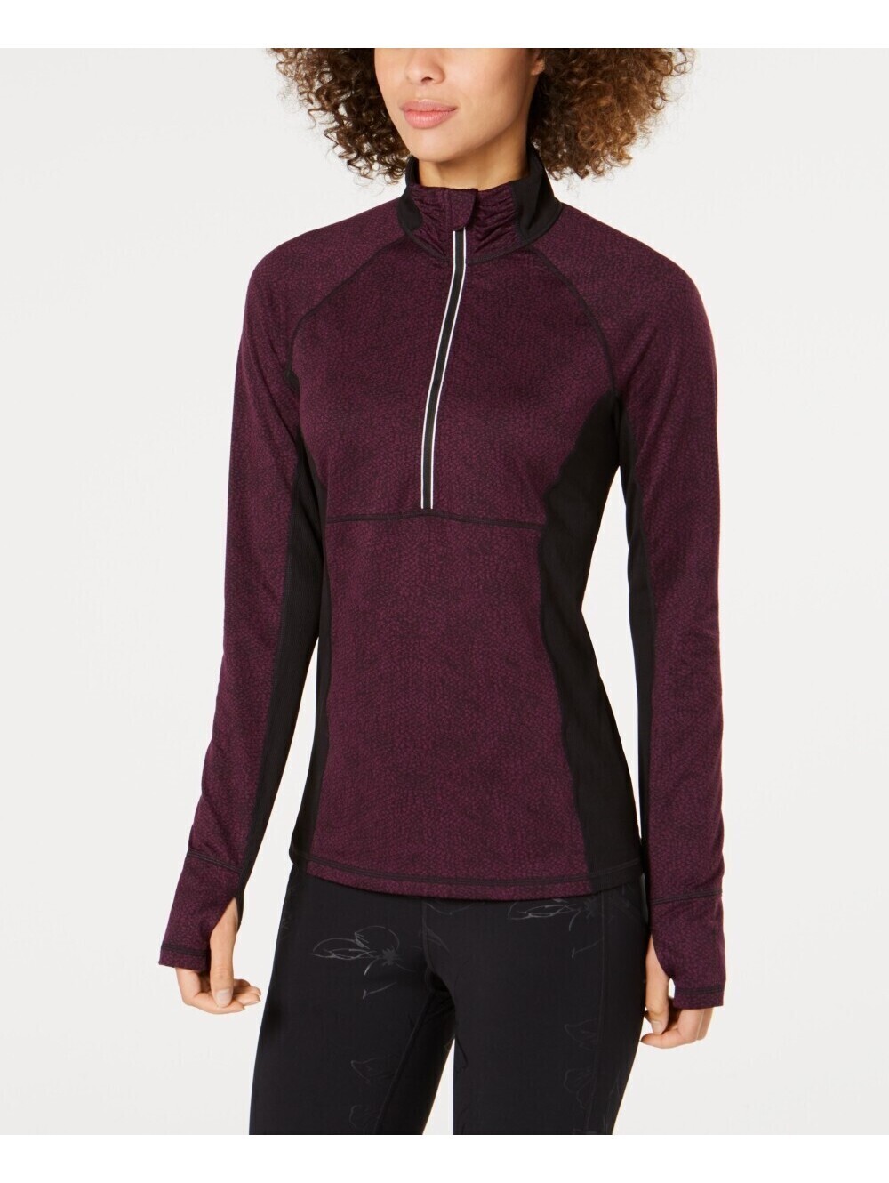 Ideology Womens Colorblocked Half Zip Top Size S
